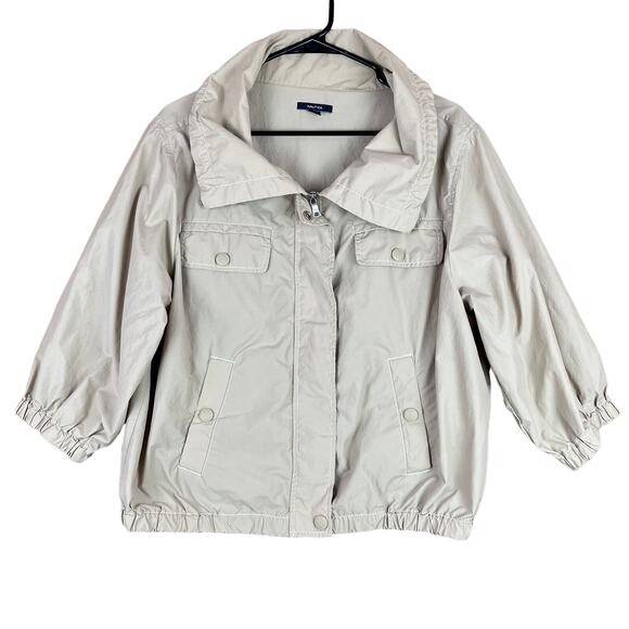 Nautica Womens Jacket Tan Windbreaker Bomber Rain Gorpcore Fly Away Outdoors L - Picture 1 of 12
